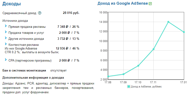 Structure of website monetization income