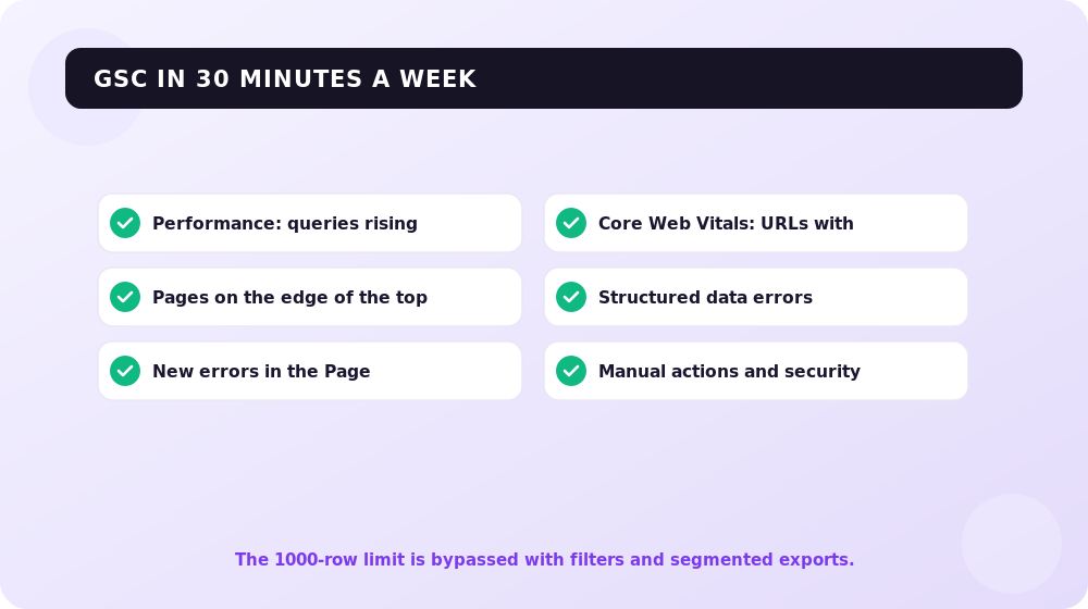 A regular Search Console audit in 30 minutes a week.