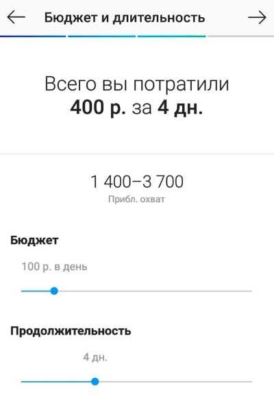 Selecting ad duration and budget