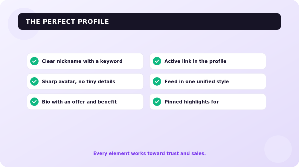 A checklist for a perfectly designed Instagram profile.
