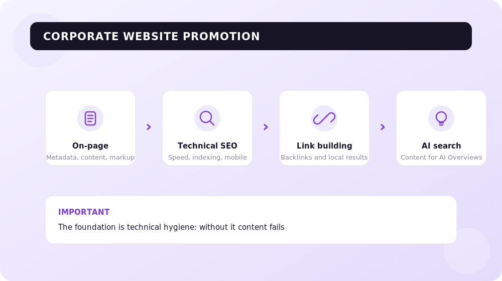 Stages of full-scale corporate site promotion.