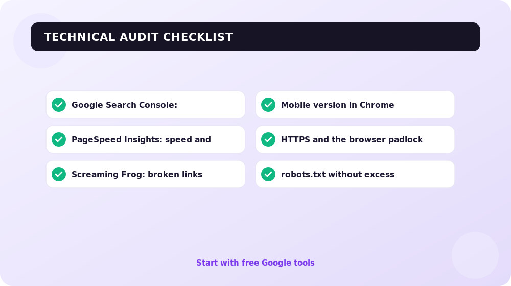 Free tools to assess your site's technical health.