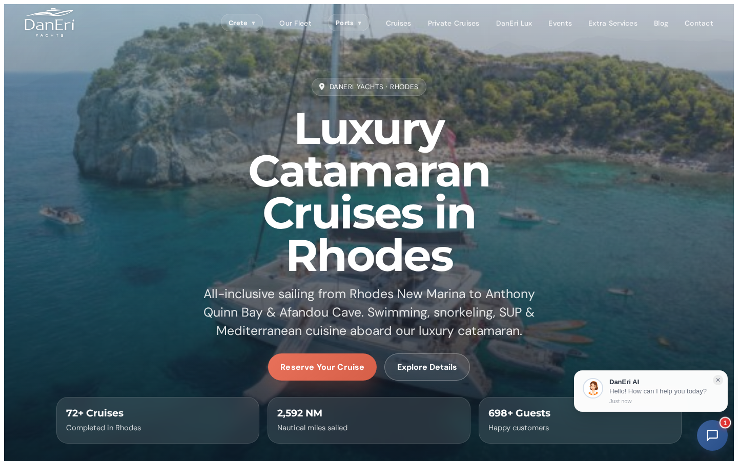 Pillar-страница Родоса: Luxury Catamaran Cruises in Rhodes, 72+ круиза, 2 592 морских миль